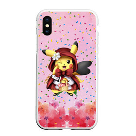 Чехол для iPhone XS Max матовый с принтом Пикачу красная шапочка в городе Новоалтайск, Силикон | Область печати: задняя сторона чехла, без боковых панелей | Тематика изображения на принте: anime | picachu | pikachu | аниме | милый | пика | пикачу | покебол | покемон