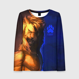 Женский лонгслив 3D с принтом Furry lion в городе Новоалтайск, 100% полиэстер | длинные рукава, круглый вырез горловины, полуприлегающий силуэт | furry | lion | антропоморфные животные | лев | люди животные | разбойник | фурри | фурри фэндом