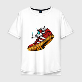 Мужская футболка хлопок Oversize с принтом Jordan Cleats в городе Новоалтайск, 100% хлопок | свободный крой, круглый ворот, “спинка” длиннее передней части | cleats | jordan | nike | puma | кроссовки