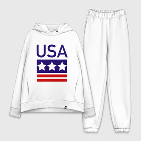 Женский костюм хлопок Oversize с принтом USA в городе Новоалтайск,  |  | usa | америка | звезда | красный | синий | сша
