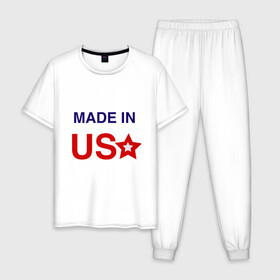 Мужская пижама хлопок с принтом Made in usa в городе Новоалтайск, 100% хлопок | брюки и футболка прямого кроя, без карманов, на брюках мягкая резинка на поясе и по низу штанин
 | made in usa | usa | америка | звезда | сша