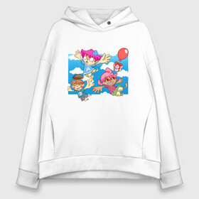 Женское худи Oversize хлопок с принтом Flying friends в городе Новоалтайск, френч-терри — 70% хлопок, 30% полиэстер. Мягкий теплый начес внутри —100% хлопок | боковые карманы, эластичные манжеты и нижняя кромка, капюшон на магнитной кнопке | animal crossing | game | games | анимал | играб игры | изабель | кросинг | кроссинг | мистер ресетти | том нук | энимал
