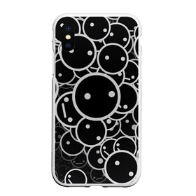 Чехол для iPhone XS Max матовый с принтом Smile Texture в городе Новоалтайск, Силикон | Область печати: задняя сторона чехла, без боковых панелей | Тематика изображения на принте: abstraction | ball | black | circle | emotions | eyes | head | little men | pattern | people | smile | texture | white | абстракция | белый | глаза | голова | круг | люди | паттерн | смайл | текстура | улыбка | человечки | черный | шар | эмоции