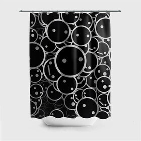 Штора 3D для ванной с принтом Smile Texture в городе Новоалтайск, 100% полиэстер | плотность материала — 100 г/м2. Стандартный размер — 146 см х 180 см. По верхнему краю — пластиковые люверсы для креплений. В комплекте 10 пластиковых колец | abstraction | ball | black | circle | emotions | eyes | head | little men | pattern | people | smile | texture | white | абстракция | белый | глаза | голова | круг | люди | паттерн | смайл | текстура | улыбка | человечки | черный | шар | эмоции