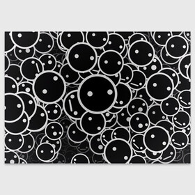 Поздравительная открытка с принтом Smile Texture в городе Новоалтайск, 100% бумага | плотность бумаги 280 г/м2, матовая, на обратной стороне линовка и место для марки
 | Тематика изображения на принте: abstraction | ball | black | circle | emotions | eyes | head | little men | pattern | people | smile | texture | white | абстракция | белый | глаза | голова | круг | люди | паттерн | смайл | текстура | улыбка | человечки | черный | шар | эмоции