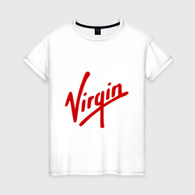 Женская футболка хлопок с принтом Virgin | Richard Branson в городе Новоалтайск, 100% хлопок | прямой крой, круглый вырез горловины, длина до линии бедер, слегка спущенное плечо | galactic | бренсен | бренсон | брэнсeн | брэнсон | вингин | вирджин | вирджн | галактик | ричард