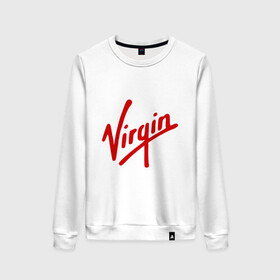 Женский свитшот хлопок с принтом Virgin | Richard Branson в городе Новоалтайск, 100% хлопок | прямой крой, круглый вырез, на манжетах и по низу широкая трикотажная резинка  | galactic | бренсен | бренсон | брэнсeн | брэнсон | вингин | вирджин | вирджн | галактик | ричард