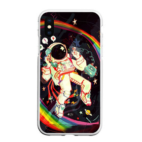 Чехол для iPhone XS Max матовый с принтом Космонавт в городе Новоалтайск, Силикон | Область печати: задняя сторона чехла, без боковых панелей | арт | значки | космонавт | космос | надписи | радуга | цветное