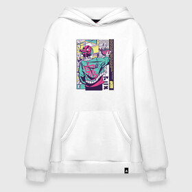 Худи SuperOversize хлопок с принтом Anime is life - Ramen Guy Oni в городе Новоалтайск, 70% хлопок, 30% полиэстер, мягкий начес внутри | карман-кенгуру, эластичная резинка на манжетах и по нижней кромке, двухслойный капюшон
 | anime monster | art | city | demon oni | dokan | japan | manga | ramen | tokyo | vaporwave | аниме это жизнь | арт | докан | иероглифы | манга | они демон | паровая волна | рамен | токио | уличный стиль | фанат аниме | япония