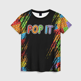 Женская футболка 3D с принтом POP IT SIMPLE DIMPLE в городе Новоалтайск, 100% полиэфир ( синтетическое хлопкоподобное полотно) | прямой крой, круглый вырез горловины, длина до линии бедер | dimple | pop | pop it | simple | squish | димпл | поп | поп ит | симпл | сквиш