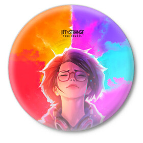 Значок с принтом Life Is StrangeTrue Colors в городе Новоалтайск,  металл | круглая форма, металлическая застежка в виде булавки | Тематика изображения на принте: алекс чен | аура | дар | хэйвен спрингс | эмпатия