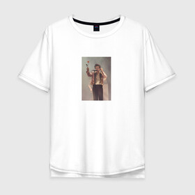 Мужская футболка хлопок Oversize с принтом HARRY STYLES в городе Новоалтайск, 100% хлопок | свободный крой, круглый ворот, “спинка” длиннее передней части | harry | one direction | rose