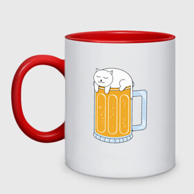 Кружка двухцветная с принтом Beer Cat в городе Новоалтайск, керамика | объем — 330 мл, диаметр — 80 мм. Цветная ручка и кайма сверху, в некоторых цветах — вся внутренняя часть | animal | beer | cat | cute | kitty | meow | друг | животные | киска | китти | кот | котенок | котик | котэ | кошечка | кошка | лев | леопард | милый | мур | мяу | пантера | питомец | рысь | тигр