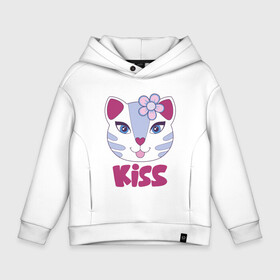 Детское худи Oversize хлопок с принтом Kiss Cat в городе Новоалтайск, френч-терри — 70% хлопок, 30% полиэстер. Мягкий теплый начес внутри —100% хлопок | боковые карманы, эластичные манжеты и нижняя кромка, капюшон на магнитной кнопке | animal | cat | cute | kitty | meow | друг | животные | киска | китти | кот | котенок | котик | котэ | кошечка | кошка | лев | леопард | милый | мур | мяу | пантера | питомец | рысь | тигр