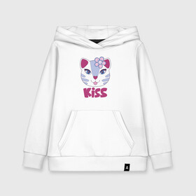 Детская толстовка хлопок с принтом Kiss Cat в городе Новоалтайск, 100% хлопок | Круглый горловой вырез, эластичные манжеты, пояс, капюшен | animal | cat | cute | kitty | meow | друг | животные | киска | китти | кот | котенок | котик | котэ | кошечка | кошка | лев | леопард | милый | мур | мяу | пантера | питомец | рысь | тигр