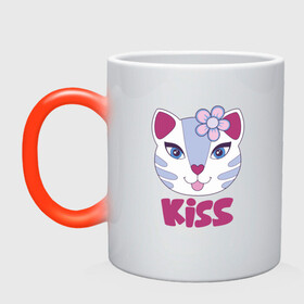 Кружка хамелеон с принтом Kiss Cat в городе Новоалтайск, керамика | меняет цвет при нагревании, емкость 330 мл | Тематика изображения на принте: animal | cat | cute | kitty | meow | друг | животные | киска | китти | кот | котенок | котик | котэ | кошечка | кошка | лев | леопард | милый | мур | мяу | пантера | питомец | рысь | тигр