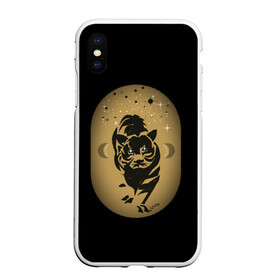 Чехол для iPhone XS Max матовый с принтом черный тигр в городе Новоалтайск, Силикон | Область печати: задняя сторона чехла, без боковых панелей | tiger | звезды | кот | кошка | луна