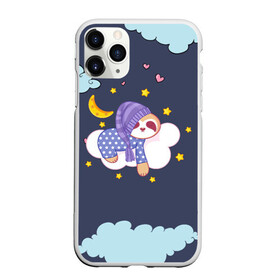 Чехол для iPhone 11 Pro Max матовый с принтом Сонный ленивец в городе Новоалтайск, Силикон |  | Тематика изображения на принте: звездочки | ленивец | лень | луна | месяц | ночная | ночь | сон | сонный | спокойной ночи