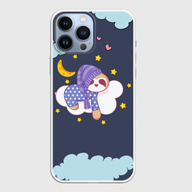 Чехол для iPhone 13 Pro Max с принтом Сонный ленивец в городе Новоалтайск,  |  | Тематика изображения на принте: звездочки | ленивец | лень | луна | месяц | ночная | ночь | сон | сонный | спокойной ночи