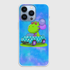Чехол для iPhone 13 Pro с принтом Динозаврик в машине в городе Новоалтайск,  |  | день рождения | детский | дино | динозаврик | машинка | праздник | шарики