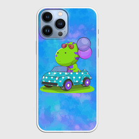 Чехол для iPhone 13 Pro Max с принтом Динозаврик в машине в городе Новоалтайск,  |  | день рождения | детский | дино | динозаврик | машинка | праздник | шарики