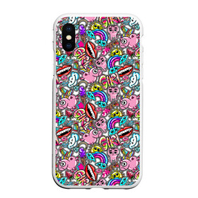 Чехол для iPhone XS Max матовый с принтом сумасшедший стикербомб в городе Новоалтайск, Силикон | Область печати: задняя сторона чехла, без боковых панелей | Тематика изображения на принте: crazy | абстракция | наклейки | паттерн | стикеры | сумасшедший стикербомб | текстуры