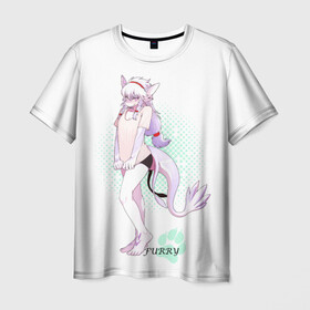 Мужская футболка 3D с принтом Furry dragoness в городе Новоалтайск, 100% полиэфир | прямой крой, круглый вырез горловины, длина до линии бедер | animal | anthro | covered in fur | dragon | dragoness | furry | fursuit | дракон | покрытый мехом | фурри