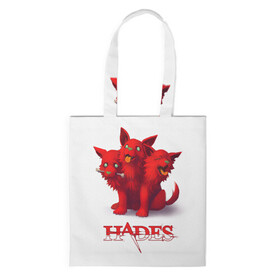 Шоппер 3D с принтом Hades wolf в городе Новоалтайск, 100% полиэстер | Плотность: 200 г/м2; Размер: 34×35 см; Высота лямок: 30 см | hades | puppy | red | roguelike | three headed | wolf | бесконечные круги ада | волк | компьютерная игра | красный | трехглавый | щенок