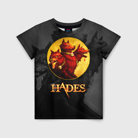Детская футболка 3D с принтом Hades wolf в городе Новоалтайск, 100% гипоаллергенный полиэфир | прямой крой, круглый вырез горловины, длина до линии бедер, чуть спущенное плечо, ткань немного тянется | hades | roguelike | бесконечные круги ада | волк | компьютерная игра | красный | трехглавый