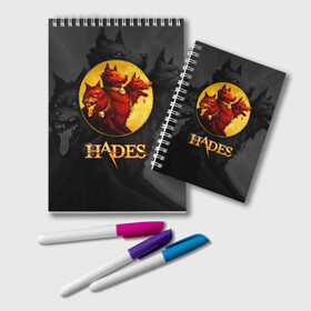 Блокнот с принтом Hades wolf в городе Новоалтайск, 100% бумага | 48 листов, плотность листов — 60 г/м2, плотность картонной обложки — 250 г/м2. Листы скреплены удобной пружинной спиралью. Цвет линий — светло-серый
 | hades | roguelike | бесконечные круги ада | волк | компьютерная игра | красный | трехглавый