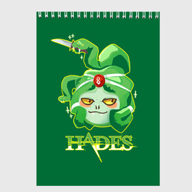 Скетчбук с принтом Hades Dusa Gorgon в городе Новоалтайск, 100% бумага
 | 48 листов, плотность листов — 100 г/м2, плотность картонной обложки — 250 г/м2. Листы скреплены сверху удобной пружинной спиралью | dusa | gorgon | hades | roguelike | бесконечные круги ада | в зубах | горгона | змея | компьютерная игра | мифология | нож