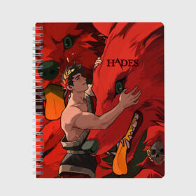 Тетрадь с принтом Hades Zagreus в городе Новоалтайск, 100% бумага | 48 листов, плотность листов — 60 г/м2, плотность картонной обложки — 250 г/м2. Листы скреплены сбоку удобной пружинной спиралью. Уголки страниц и обложки скругленные. Цвет линий — светло-серый
 | hades | roguelike | zagreus | бесконечные круги ада | бог | волк | загрей | компьютерная игра | красный | мифология | сын аида | трехглавый