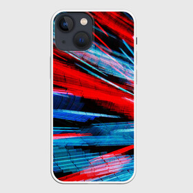 Чехол для iPhone 13 mini с принтом АНАГЛИФ И НИЧЕГО БОЛЬШЕ в городе Новоалтайск,  |  | anaglyph | glitch. | red and blue | абстракция | анаглиф | глитч | графический эффект | красный синий | неон | свечение | фонари