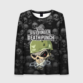 Женский лонгслив 3D с принтом Five Finger Death Punch 5FDP (Z) в городе Новоалтайск, 100% полиэстер | длинные рукава, круглый вырез горловины, полуприлегающий силуэт | 5fdp | 5фдп | ffdp | five finger death punch | ivan moody | living the dream | zoltan bathory | альтернатива | грув метал | золтан батори | музыка | ню метал | рок | хард рок