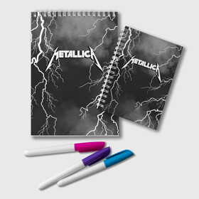 Блокнот с принтом METALLICA РАЗРЯД МОЛНИИ в городе Новоалтайск, 100% бумага | 48 листов, плотность листов — 60 г/м2, плотность картонной обложки — 250 г/м2. Листы скреплены удобной пружинной спиралью. Цвет линий — светло-серый
 | Тематика изображения на принте: metalica | metallica | группа | джеймс хэтфилд | кирк хэмметт | ларс ульрих | метал | металика | металлика | миталика | молния | музыка | разряд молнии | роберт трухильо | рок | трэш | трэшметал | хард | хеви