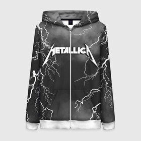 Женская толстовка 3D на молнии с принтом METALLICA РАЗРЯД МОЛНИИ в городе Новоалтайск, 100% полиэстер | длина до линии бедра, манжеты и пояс оформлены мягкой тканевой резинкой, двухслойный капюшон со шнурком для регулировки, спереди молния, по бокам два кармана | metalica | metallica | группа | джеймс хэтфилд | кирк хэмметт | ларс ульрих | метал | металика | металлика | миталика | молния | музыка | разряд молнии | роберт трухильо | рок | трэш | трэшметал | хард | хеви