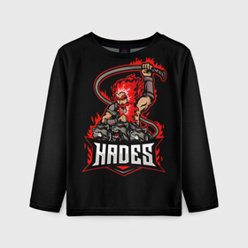 Детский лонгслив 3D с принтом Hades в городе Новоалтайск, 100% полиэстер | длинные рукава, круглый вырез горловины, полуприлегающий силуэт
 | hades | roguelike | аид | бесконечные круги ада | бог подземного мира | волк | компьютерная игра | мифология | трехглавый