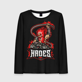 Женский лонгслив 3D с принтом Hades в городе Новоалтайск, 100% полиэстер | длинные рукава, круглый вырез горловины, полуприлегающий силуэт | hades | roguelike | аид | бесконечные круги ада | бог подземного мира | волк | компьютерная игра | мифология | трехглавый