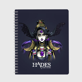 Тетрадь с принтом Hades Nyx в городе Новоалтайск, 100% бумага | 48 листов, плотность листов — 60 г/м2, плотность картонной обложки — 250 г/м2. Листы скреплены сбоку удобной пружинной спиралью. Уголки страниц и обложки скругленные. Цвет линий — светло-серый
 | nyx | roguelike | бесконечные круги ада | богиня ночи | звезды | компьютерная игра | космос | мифология | никс | ночь