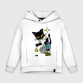 Детское худи Oversize хлопок с принтом Tennis Cat в городе Новоалтайск, френч-терри — 70% хлопок, 30% полиэстер. Мягкий теплый начес внутри —100% хлопок | боковые карманы, эластичные манжеты и нижняя кромка, капюшон на магнитной кнопке | animal | cat | cute | kitty | meow | sport | tennis | друг | животные | киска | китти | кот | котенок | котик | котэ | кошечка | кошка | лев | леопард | милый | мур | мяу | пантера | питомец | рысь | спорт | теннис | тигр