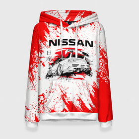 Женская толстовка 3D с принтом Nissan в городе Новоалтайск, 100% полиэстер  | двухслойный капюшон со шнурком для регулировки, мягкие манжеты на рукавах и по низу толстовки, спереди карман-кенгуру с мягким внутренним слоем. | auto | drift | nissan | sport | авто | автомобили | автомобиль | автомобильные | бренд | внедорожники | дрифт | легковые | марка | спорт