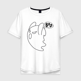 Мужская футболка хлопок Oversize с принтом BOO GHOST ПРИВИДЕНИЕ БУ в городе Новоалтайск, 100% хлопок | свободный крой, круглый ворот, “спинка” длиннее передней части | boo | boo ghost | tegunvteg | бу | привидение | призрак | прикол | смешной | хэллоуин | юмор