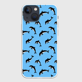 Чехол для iPhone 13 mini с принтом Дельфины в городе Новоалтайск,  |  | dolphin | дельфин | дельфины | море | морские | на голубом | с дельфином