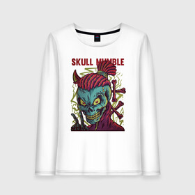 Женский лонгслив хлопок с принтом Skull mumble в городе Новоалтайск, 100% хлопок |  | ари | графика | зомби | кости | скелет | череп