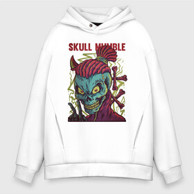 Мужское худи Oversize хлопок с принтом Skull mumble в городе Новоалтайск, френч-терри — 70% хлопок, 30% полиэстер. Мягкий теплый начес внутри —100% хлопок | боковые карманы, эластичные манжеты и нижняя кромка, капюшон на магнитной кнопке | ари | графика | зомби | кости | скелет | череп