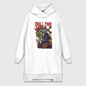 Платье-худи хлопок с принтом Skull Punk в городе Новоалтайск,  |  | анархия | арт | графика | зомби | ирокез | кости | косуха | крест | панк | скелет | черепа