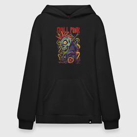 Худи SuperOversize хлопок с принтом Skull Punk в городе Новоалтайск, 70% хлопок, 30% полиэстер, мягкий начес внутри | карман-кенгуру, эластичная резинка на манжетах и по нижней кромке, двухслойный капюшон
 | анархия | арт | графика | зомби | ирокез | кости | косуха | крест | панк | скелет | черепа