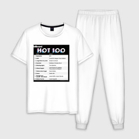 Мужская пижама хлопок с принтом BTS DYNAMITE BILLBOARD HOT-100 в городе Новоалтайск, 100% хлопок | брюки и футболка прямого кроя, без карманов, на брюках мягкая резинка на поясе и по низу штанин
 | bbma | bts | dynamite | j hope | jimin | jin | jk | rm | suga | v | чарт топ