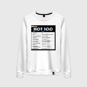 Женский свитшот хлопок с принтом BTS DYNAMITE BILLBOARD HOT-100 в городе Новоалтайск, 100% хлопок | прямой крой, круглый вырез, на манжетах и по низу широкая трикотажная резинка  | bbma | bts | dynamite | j hope | jimin | jin | jk | rm | suga | v | чарт топ