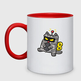 Кружка двухцветная с принтом Robocat в городе Новоалтайск, керамика | объем — 330 мл, диаметр — 80 мм. Цветная ручка и кайма сверху, в некоторых цветах — вся внутренняя часть | animal | cat | cute | kitty | meow | robot | друг | животные | киска | китти | кот | котенок | котик | котэ | кошечка | кошка | лев | леопард | милый | мур | мяу | пантера | питомец | робот | рысь | тигр